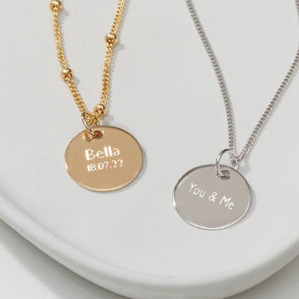 Engraveable Round Bead Necklace Gold